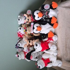 Coca Cola Plush Toy Collection, 12 Stuffed Animal Beanies From 1998, NWT